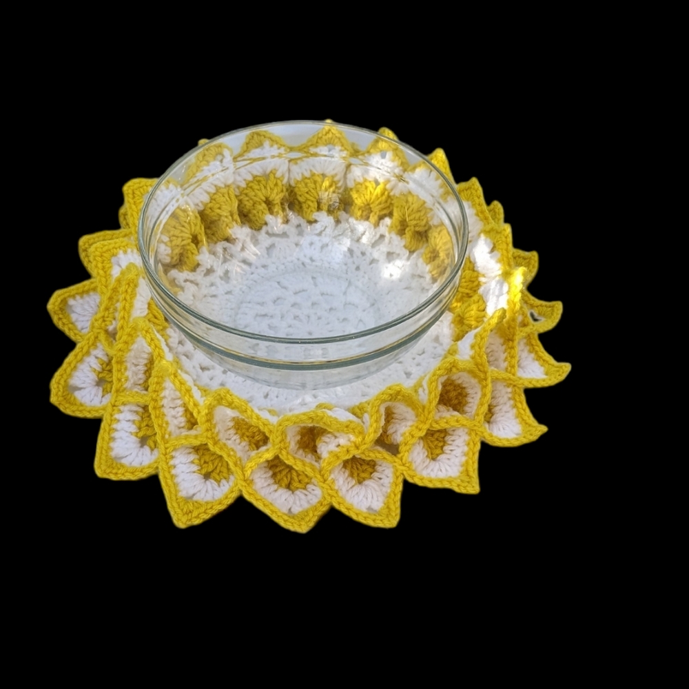 Flower Petals Doily Bowl Centerpiece Handmade